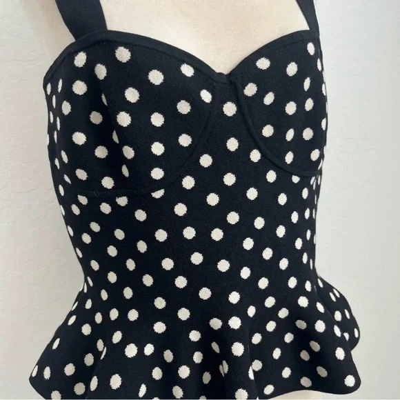 Express Black and White Polka Dot Peplum Camisole - Picture 4 of 8